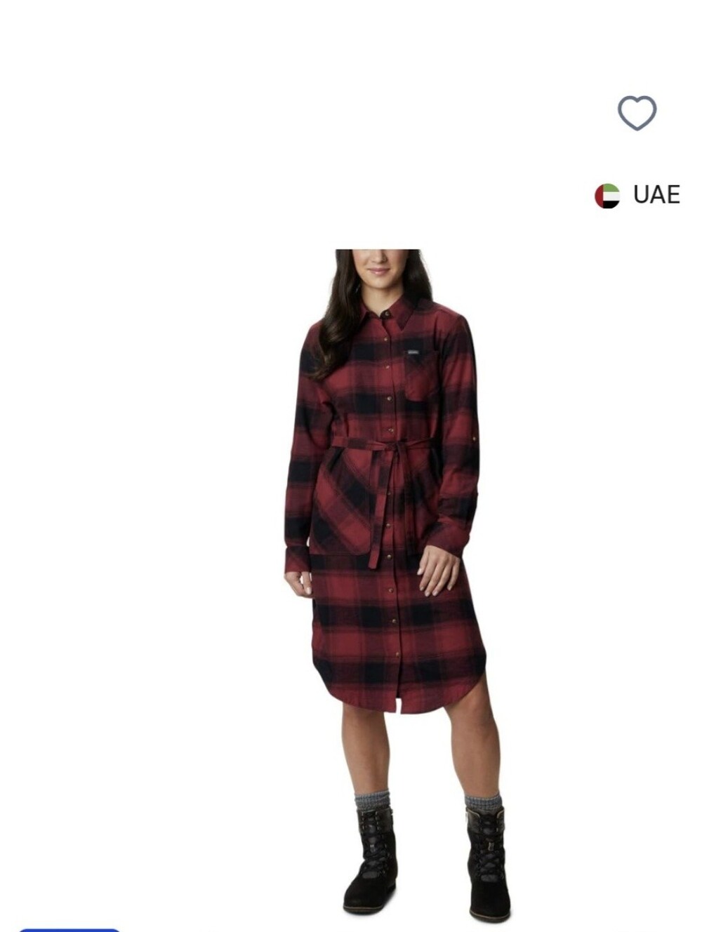 Columbia Women Pine Street Shirt Dress Red and Black Long Sleeve  Size L